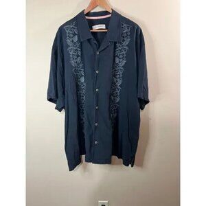 Tommy Bahama Black Hawaiian Shirt with Embroidery - Mens 3XB
